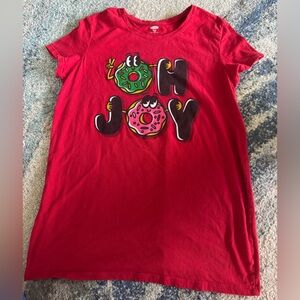 Old Navy Girls Christmas Shirt Oh Joy Donut Red Graphic Tee